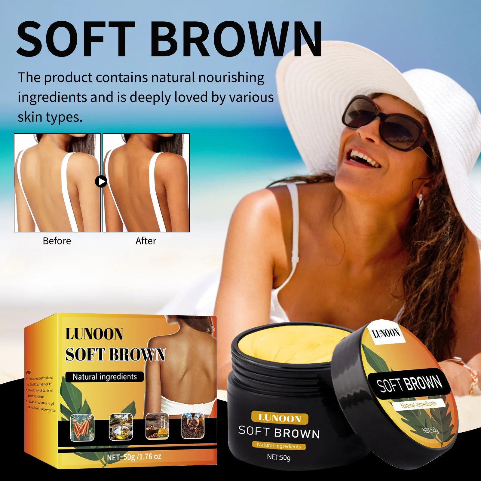 LUNON Crema autoabbronzante corpo a lunga durata, formula nutriente per un look naturale baciato dal sole.