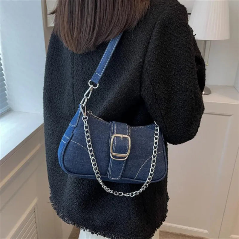 Borsa a tracolla in denim casual da donna