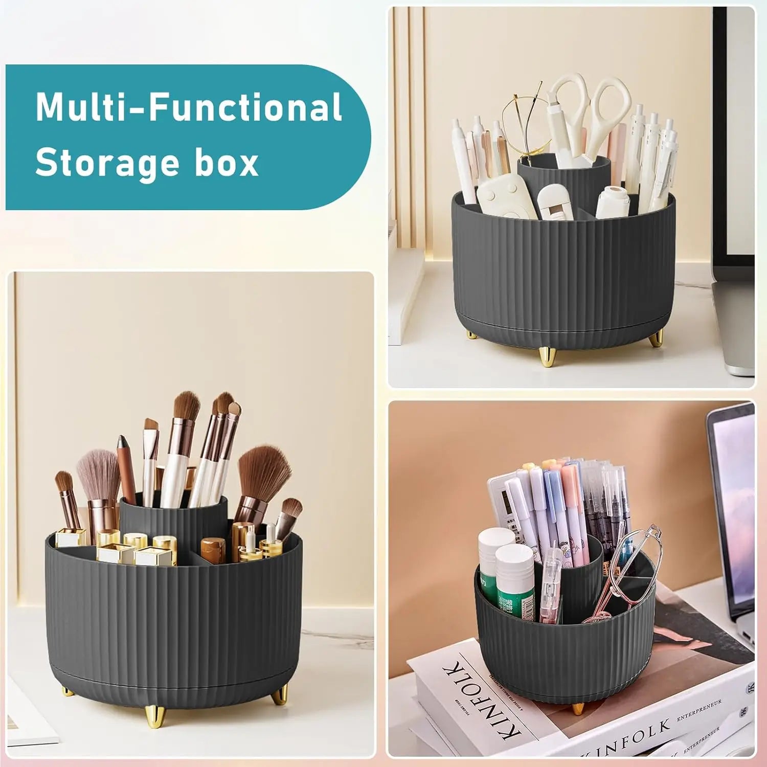 Organizzatore a 360 gradi per trucco 5 slot Pennelli per trucco