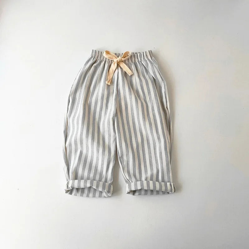 Pantaloni a righe in cotone di lino  per bambini