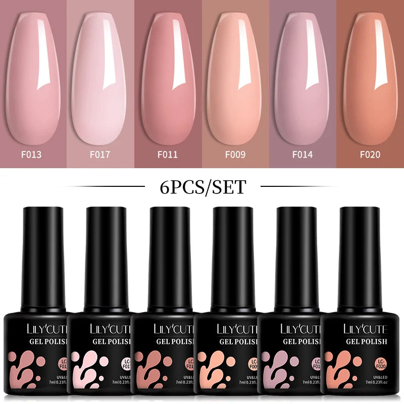 LILYCUTE 6 pezzi/set 7ML Gel Smalto per unghie semitrasparente 30 varianti di colore