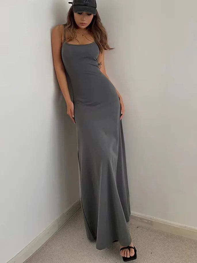 Abito Donna Lungo Senza Schiena Sottile Vita Sexy Dolce E Piccante