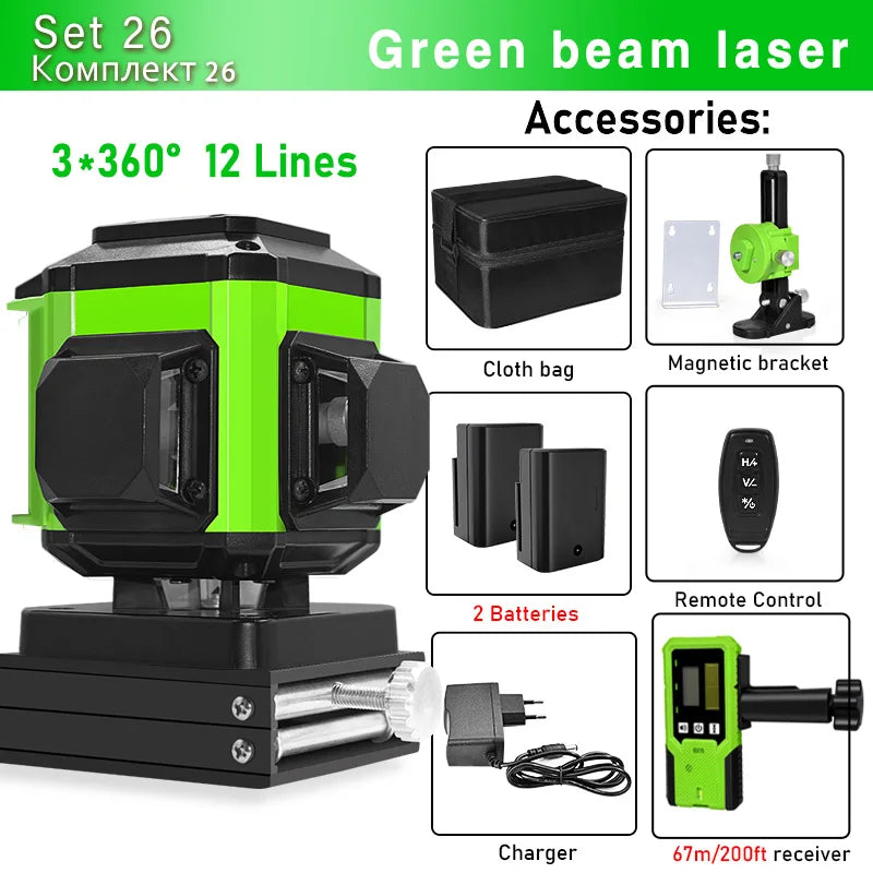 🇪🇸CLUBIONA 16/12 Laser autolivellante 3x360 Green beam Line Laser Level